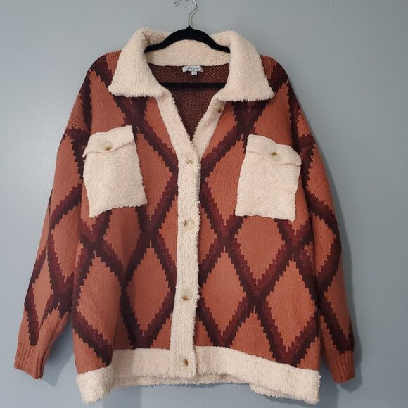 Polagram Other - Polagram Parkside Knit Shacket Sherpa Trim Thick Winter Coat Women’s L